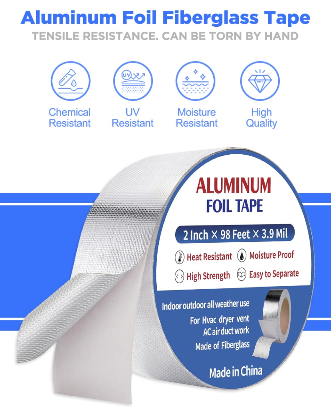 Aluminum foil coated fiberglass tape